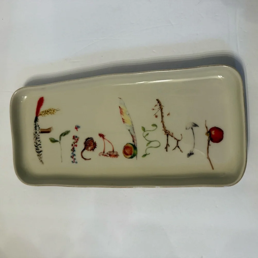 JULISKA FOREST WALK FRIENDSHIP TRAY SERVEWARE PORTUGAL CREAM RECTANGLE 10.5”